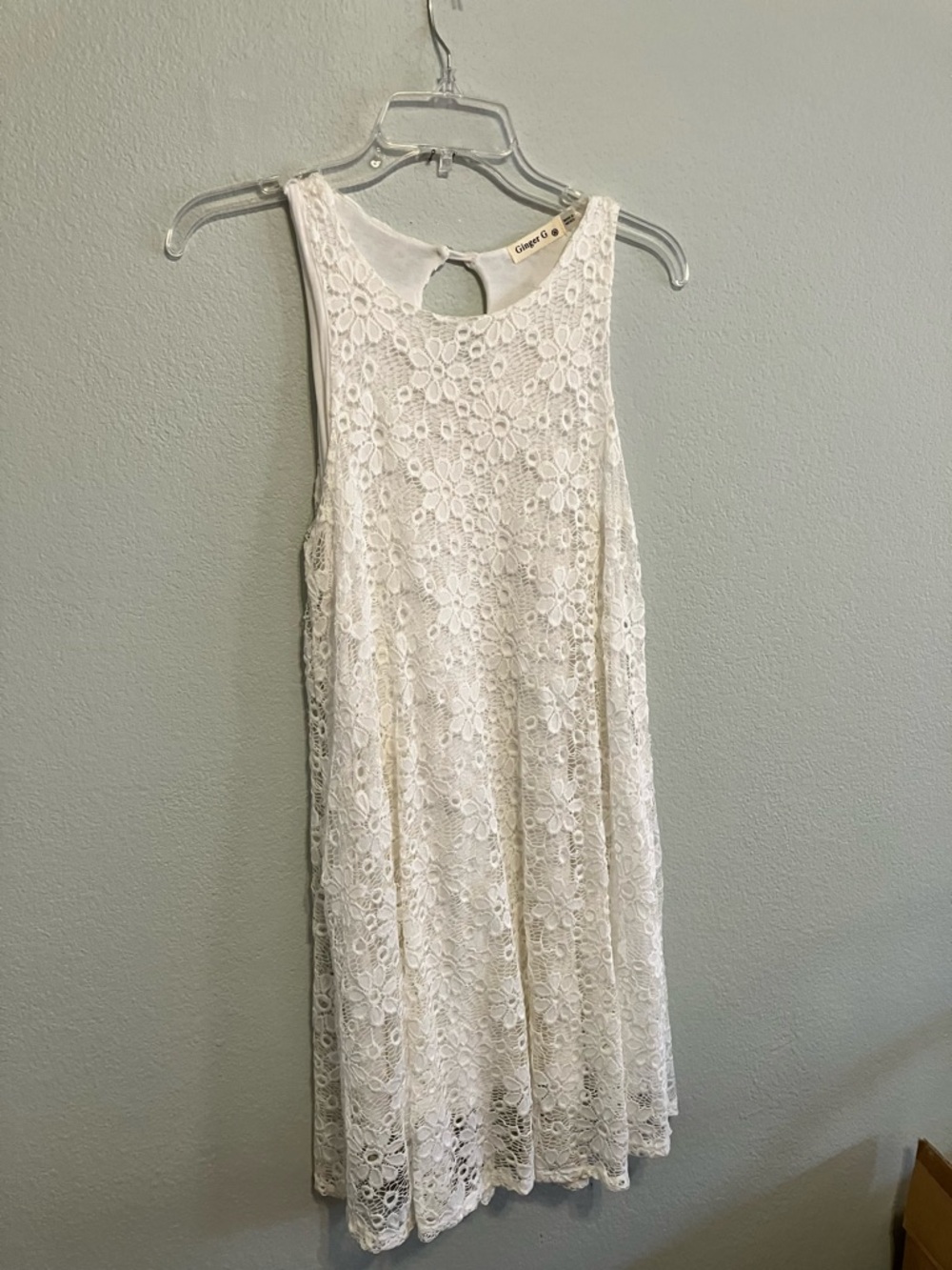 Ginger G White Floral Lace A Line Dress